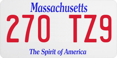 MA license plate 270TZ9