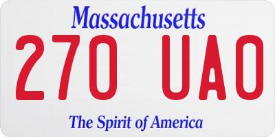MA license plate 270UA0