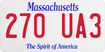 MA license plate 270UA3