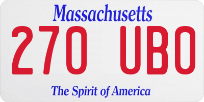 MA license plate 270UB0