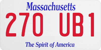 MA license plate 270UB1