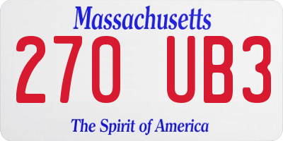 MA license plate 270UB3