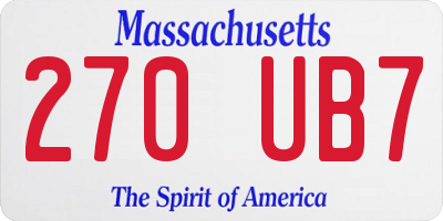 MA license plate 270UB7