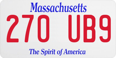 MA license plate 270UB9