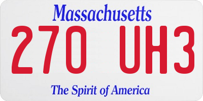 MA license plate 270UH3