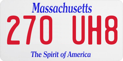 MA license plate 270UH8