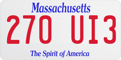 MA license plate 270UI3