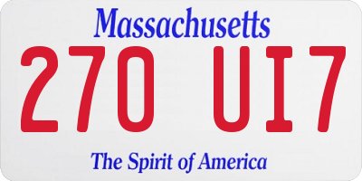 MA license plate 270UI7
