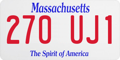 MA license plate 270UJ1