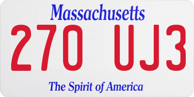 MA license plate 270UJ3