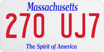 MA license plate 270UJ7