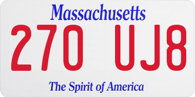 MA license plate 270UJ8