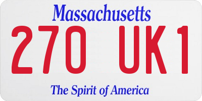 MA license plate 270UK1