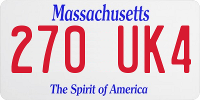 MA license plate 270UK4