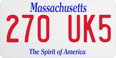MA license plate 270UK5