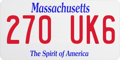 MA license plate 270UK6