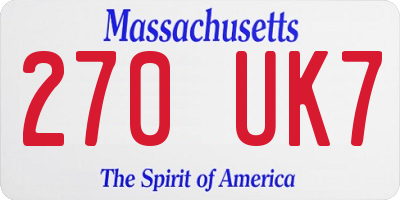 MA license plate 270UK7