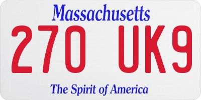 MA license plate 270UK9