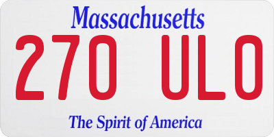 MA license plate 270UL0