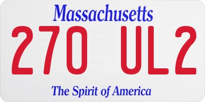 MA license plate 270UL2