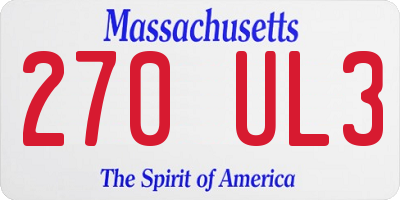 MA license plate 270UL3