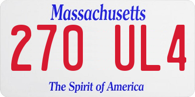 MA license plate 270UL4