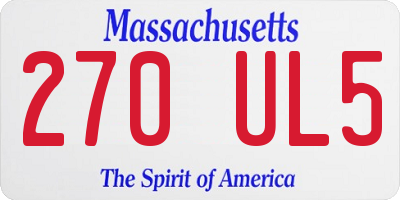 MA license plate 270UL5