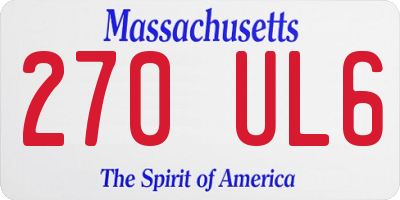 MA license plate 270UL6