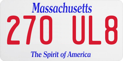 MA license plate 270UL8