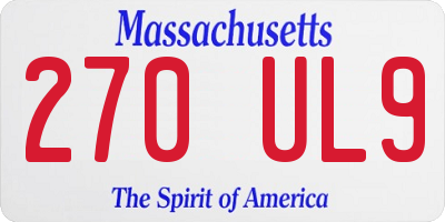 MA license plate 270UL9