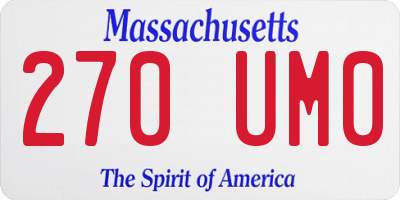 MA license plate 270UM0