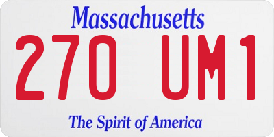 MA license plate 270UM1