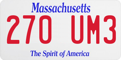 MA license plate 270UM3