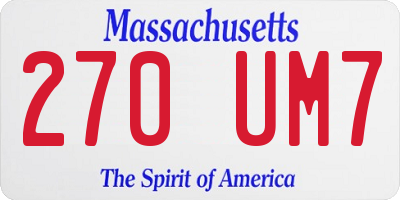 MA license plate 270UM7