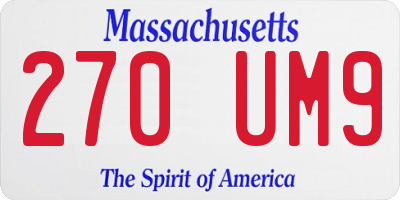 MA license plate 270UM9