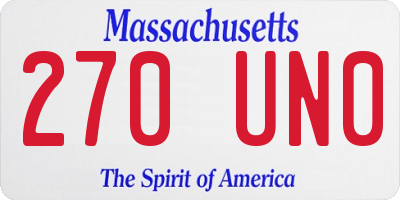 MA license plate 270UN0