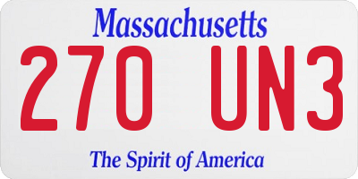 MA license plate 270UN3