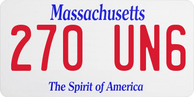 MA license plate 270UN6