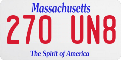 MA license plate 270UN8