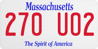 MA license plate 270UO2