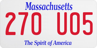 MA license plate 270UO5
