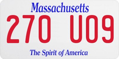 MA license plate 270UO9