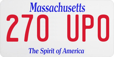 MA license plate 270UP0