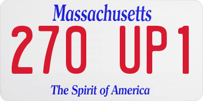 MA license plate 270UP1