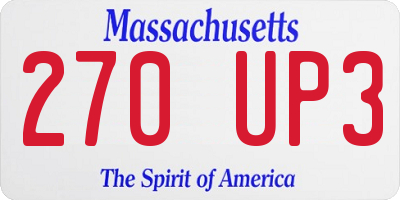 MA license plate 270UP3