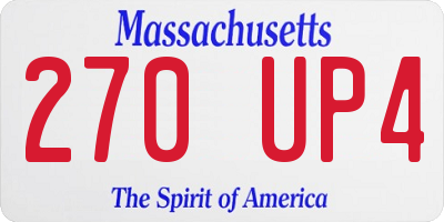 MA license plate 270UP4