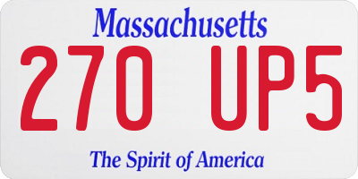 MA license plate 270UP5