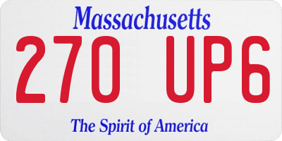 MA license plate 270UP6