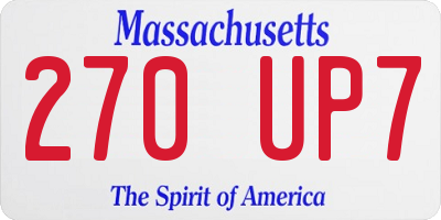 MA license plate 270UP7