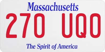 MA license plate 270UQ0